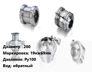 Клапан нержавеющий 200 19нж69нж Ру100 обратный